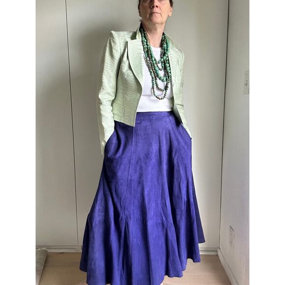 Vintage 90s Alberto Makali Bolero Jacket Pastel Green Cropped Suit Jacket Size 2 - Picture 12 of 12